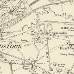 On an off white background, the detail of a Victorian map (of Radstock area) is shown in black print.